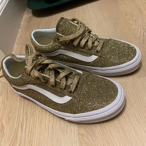 Gold Vans Lace Up Sneakers Sz 7